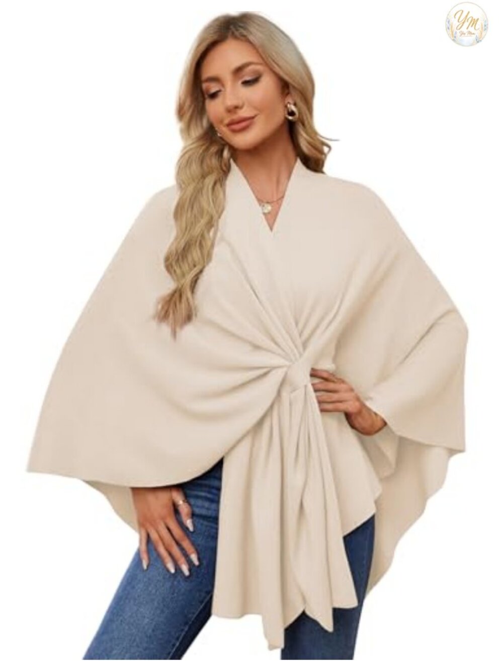 PULI Women Elegant Shawl Wrap Open Front Poncho Sweater Spring Fall Winter